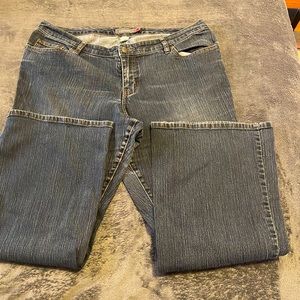 Lightly distressed boot-cut jeans